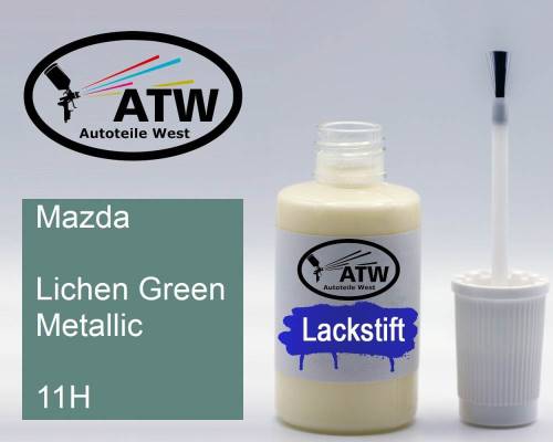 Mazda, Lichen Green Metallic, 11H: 20ml Lackstift, von ATW Autoteile West.